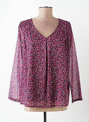 Blouse imprimé fleurs manches longues violet PLURIELLES femme