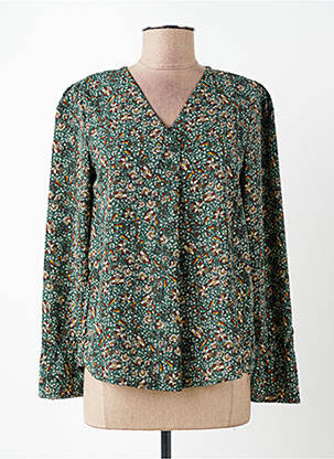 Blouse imprimé fleurs manches longues vert C'EST BEAU LA VIE femme