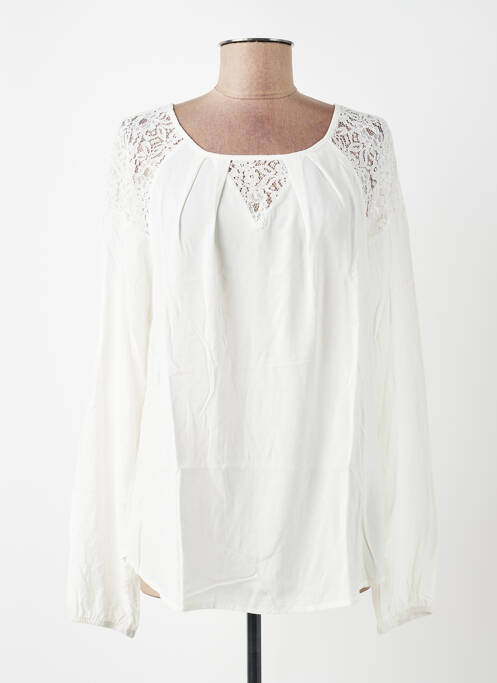 Blouse tissage popeline manches longues beige JENSEN femme