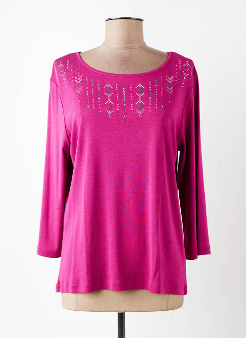 T-shirt sérigraphie avec strass manches 3/4 violet DIANE LAURY femme
