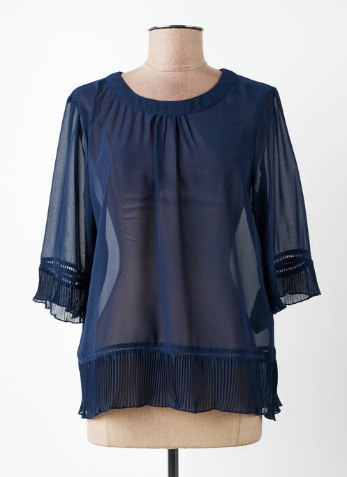 Blouse légère et transparente manches 3/4 bleu IMITZ femme
