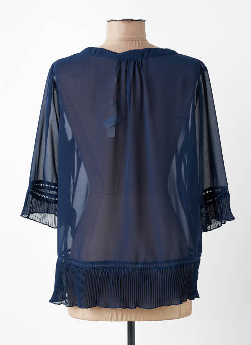 Blouse légère et transparente manches 3/4 bleu IMITZ femme