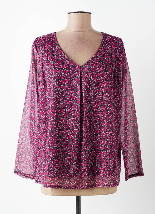 Blouse imprimé fleurs manches longues violet PLURIELLES femme