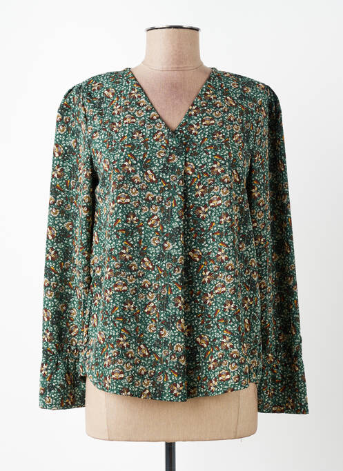 Blouse imprimé fleurs manches longues vert C'EST BEAU LA VIE femme