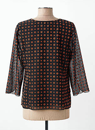Top imprimé fantaisie manches 3/4 noir GEVANA femme