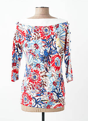 T-shirt manches 3/4 manches 3/4 bleu FRANCE RIVOIRE femme