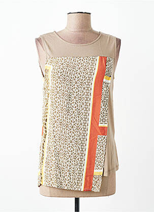 Top tissage crêpe sans manche marron DIANE LAURY femme