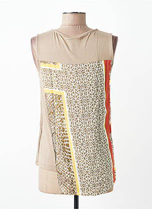 Top tissage crêpe sans manche marron DIANE LAURY femme