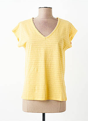 T-shirt col v manches courtes jaune C'EST BEAU LA VIE femme