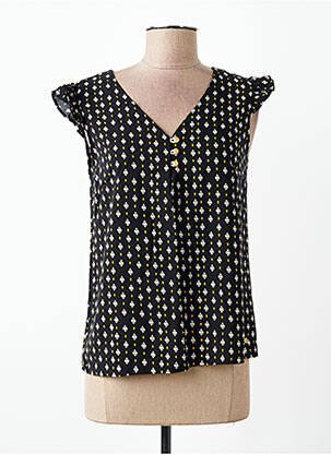 Blouse tissage popeline manches courtes noir C'EST BEAU LA VIE femme