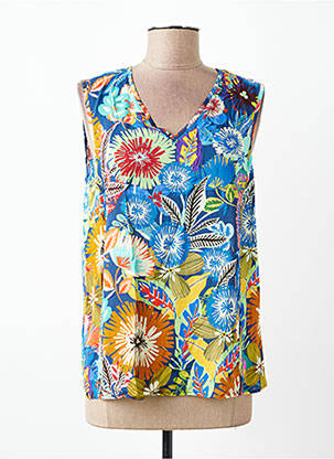 Blouse tissage popeline sans manche bleu DIANE LAURY femme