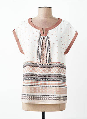 Blouse légère et transparente manches courtes beige DIANE LAURY femme