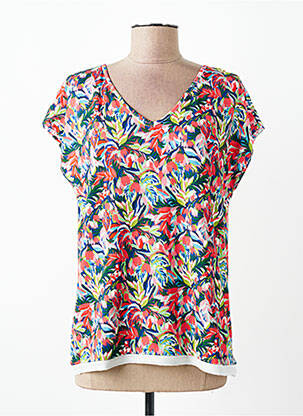 Blouse imprimé fleurs manches courtes rouge C'EST BEAU LA VIE femme