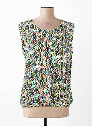 Blouse fermeture boutonnée au dos sans manche vert TELMAIL femme
