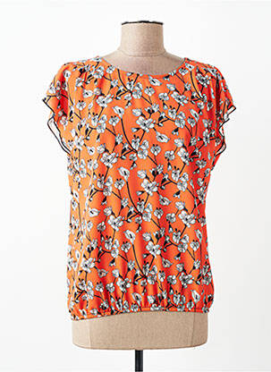 Blouse imprimé fleurs manches courtes orange TELMAIL femme