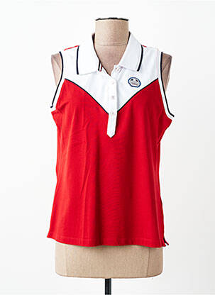 Polo broderie sans manche rouge DELAHAYE femme