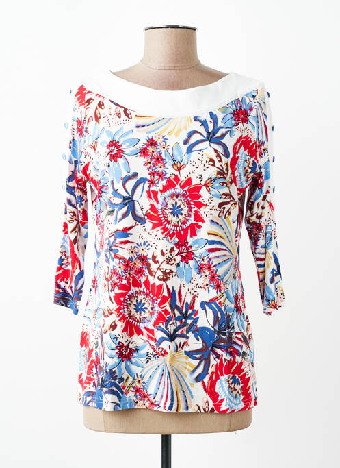 T-shirt manches 3/4 manches 3/4 bleu FRANCE RIVOIRE femme