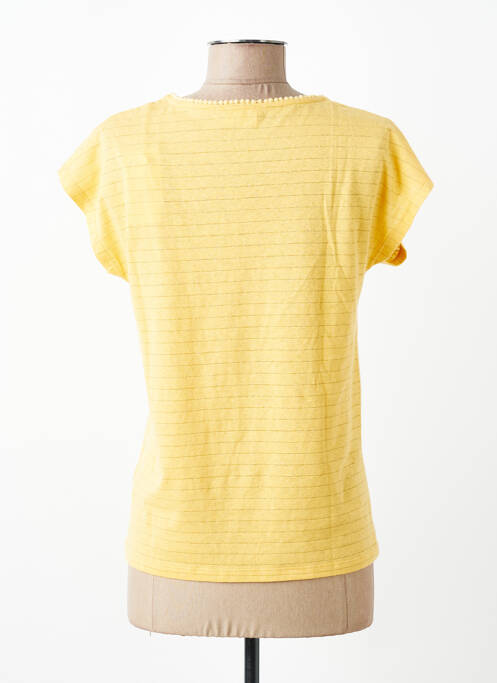 T-shirt col v manches courtes jaune C'EST BEAU LA VIE femme