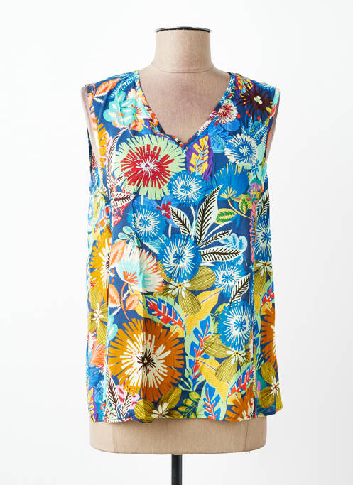 Blouse imprimé fleurs sans manche bleu DIANE LAURY femme
