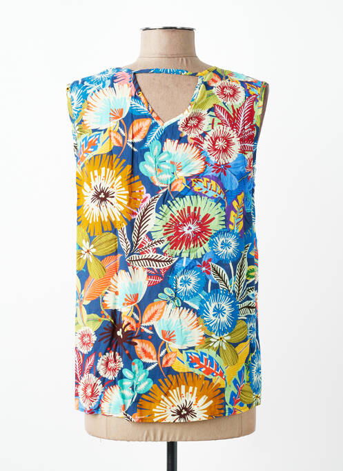 Blouse imprimé fleurs sans manche bleu DIANE LAURY femme
