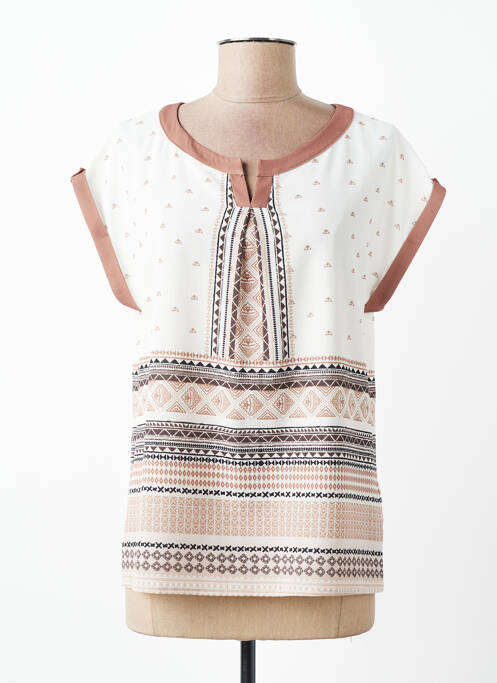 Blouse légère et transparente manches courtes beige DIANE LAURY femme