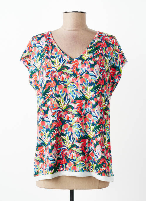 Blouse imprimé fleurs manches courtes rouge C'EST BEAU LA VIE femme