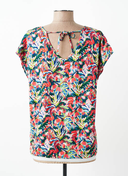 Blouse imprimé fleurs manches courtes rouge C'EST BEAU LA VIE femme