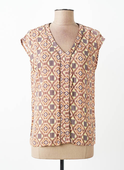 Blouse manches courtes manches courtes marron C'EST BEAU LA VIE femme