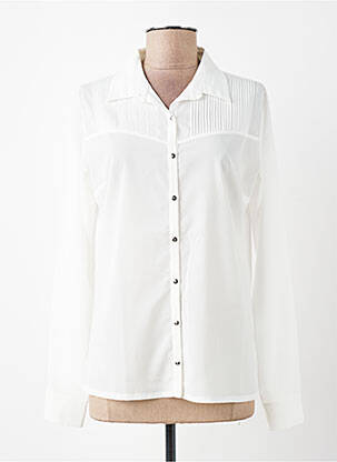Chemisier coupe droite manches longues blanc GRIFFON femme