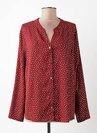 Chemisier tissage crêpe manches longues rouge GRIFFON femme