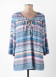 Top imprimé fantaisie manches 3/4 bleu PLURIELLES femme