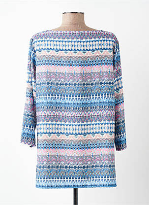 Top imprimé fantaisie manches 3/4 bleu PLURIELLES femme