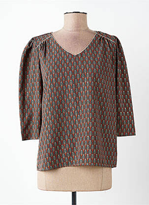 Blouse tissage popeline manches 3/4 noir C'EST BEAU LA VIE femme