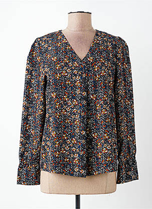 Blouse tissage popeline manches longues bleu C'EST BEAU LA VIE femme