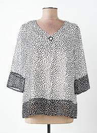 Blouse imprimé fantaisie manches 3/4 blanc PLURIELLES femme