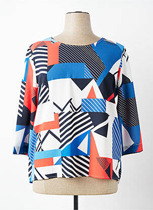 Blouse col rond manches 3/4 bleu DIANE LAURY femme
