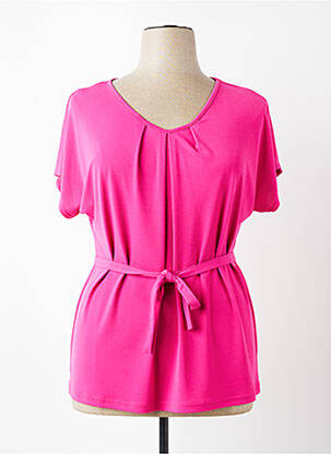 Top tissage crêpe manches courtes rose TELMAIL femme