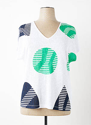 T-shirt imprimé fantaisie manches courtes blanc MARBLE femme