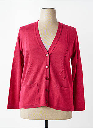 Gilet manches longues coupe cintrée rouge PLURIELLES femme