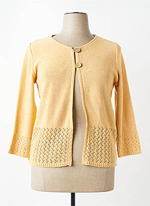 Gilet manches longues col rond jaune PLURIELLES femme