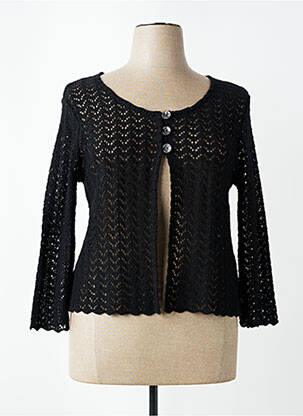 Gilet manches longues col rond noir PLURIELLES femme