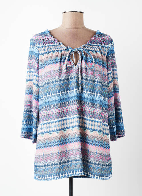 Top imprimé fantaisie manches 3/4 bleu PLURIELLES femme
