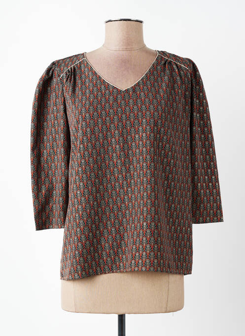 Blouse tissage popeline manches 3/4 noir C'EST BEAU LA VIE femme