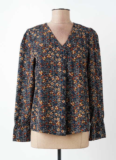 Blouse tissage popeline manches longues bleu C'EST BEAU LA VIE femme