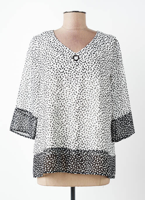 Blouse tissage popeline manches 3/4 blanc PLURIELLES femme