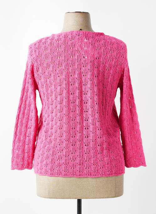 Gilet manches longues maille ajourée rose PLURIELLES femme