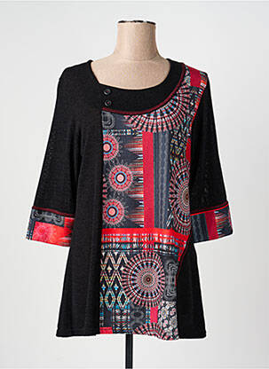Pull stretch manches 3/4 noir PLURIELLES femme