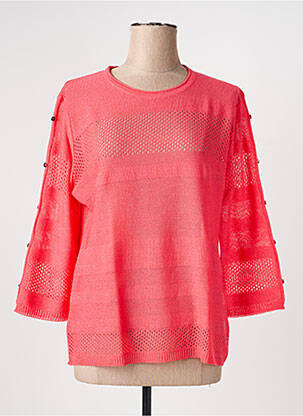 Pull maille ajourée manches 3/4 orange I.ODENA femme