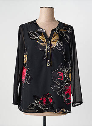Blouse imprimé fantaisie manches longues noir FRANCE RIVOIRE femme