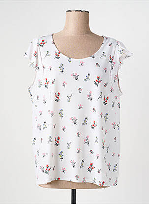 Top stretch manches courtes blanc C'EST BEAU LA VIE femme